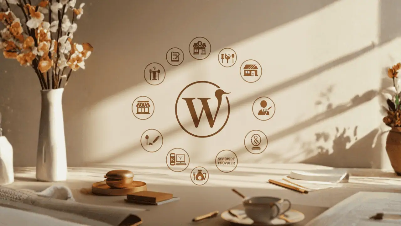 Wordpress icon sorrounded by use cases
